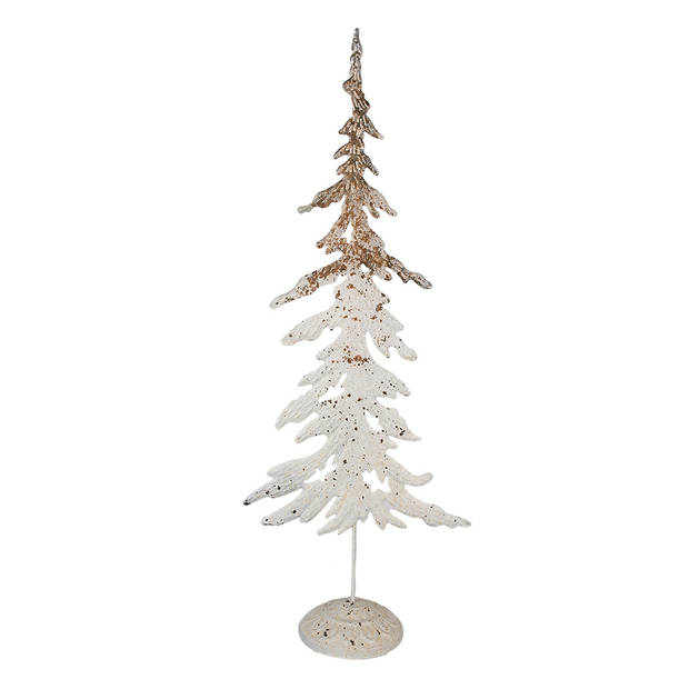 Clayre & Eef Decoratie Beeld Kerstboom 45 cm Wit Bruin IJzer Wit