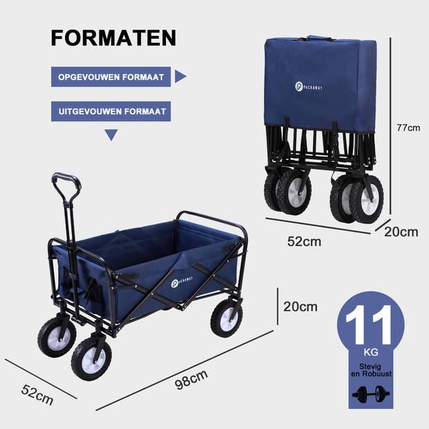 Packaway Opvouwbare Bolderkar van Wasbaar Polyester tot 70KG – 98 x 53 cm – DONKERBLAUW