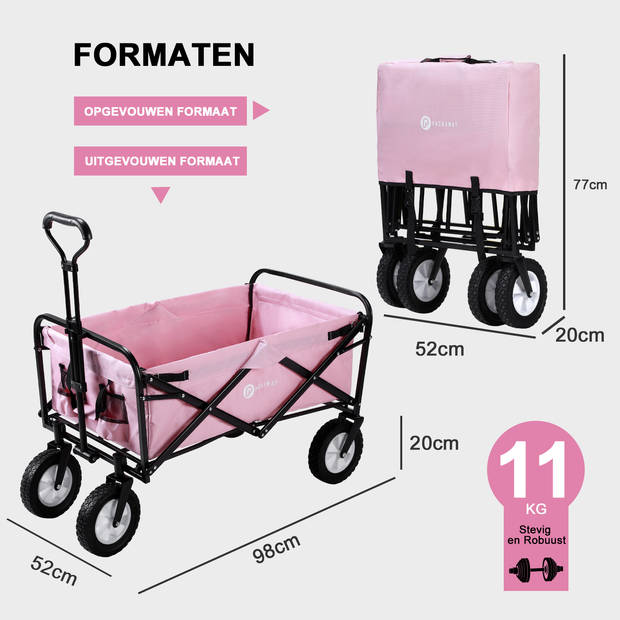 Packaway Opvouwbare Bolderkar van Wasbaar Polyester tot 70KG – 98 x 53 cm – ROSE