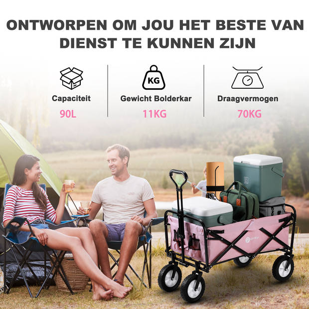 Packaway Opvouwbare Bolderkar van Wasbaar Polyester tot 70KG – 98 x 53 cm – ROSE