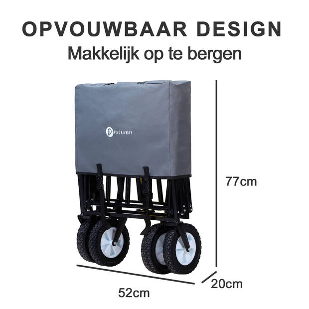 Packaway Opvouwbare Bolderkar van Wasbaar Polyester tot 70KG – 98 x 53 cm – GRIJS