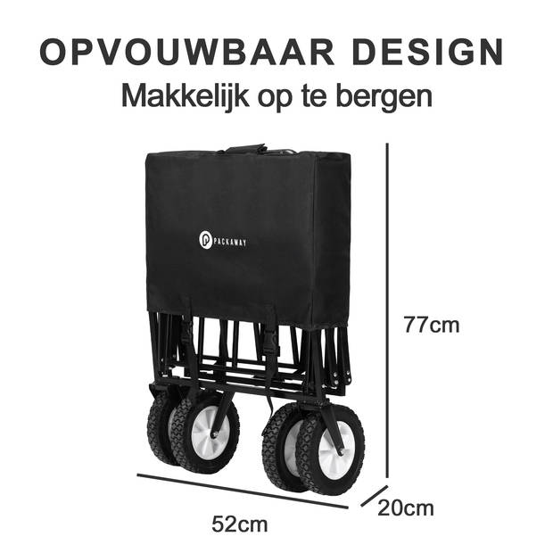 Packaway Opvouwbare Bolderkar van Wasbaar Polyester tot 70KG – 98 x 53 cm – ZWART