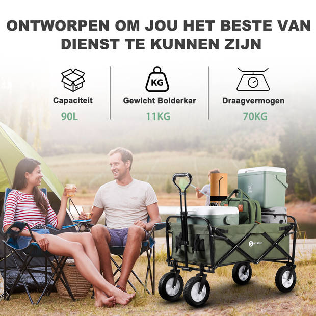 Packaway Opvouwbare Bolderkar van Wasbaar Polyester tot 70KG – 98 x 53 cm – GROEN