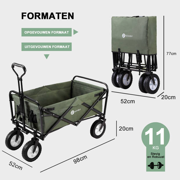 Packaway Opvouwbare Bolderkar van Wasbaar Polyester tot 70KG – 98 x 53 cm – GROEN