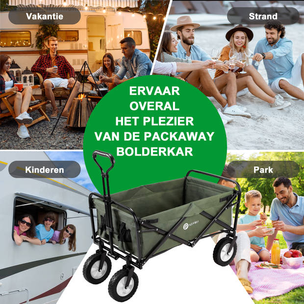 Packaway Opvouwbare Bolderkar van Wasbaar Polyester tot 70KG – 98 x 53 cm – GROEN