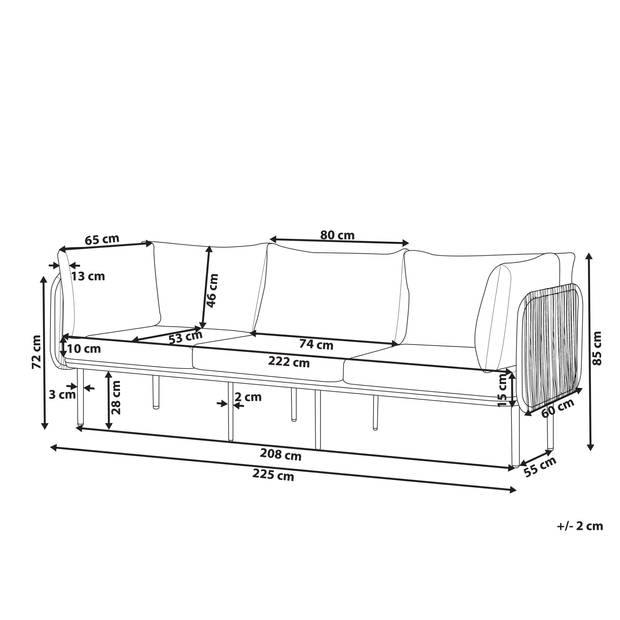 Beliani SENISE - Tuinsofa-Grijs-Aluminium