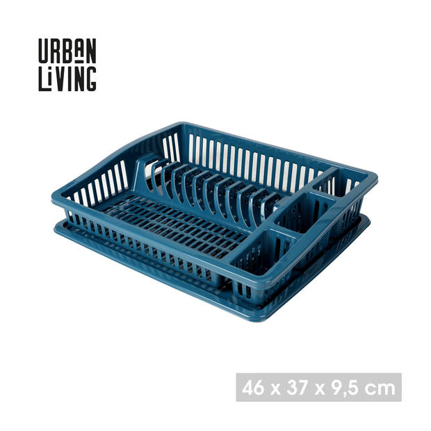 Urban Living Afwas afdruiprek met lekbak - petrol - kunststof - 46 x 37 x 9 cm - Afdruiprekken