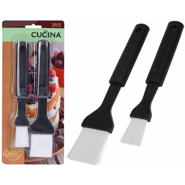 La Cucina Bakkwasten/Barbecue invetkwasten - Set van 2x - marinade kwasten - Bakkwasten