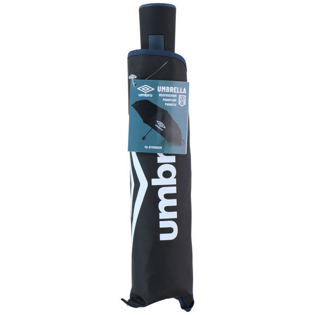 Umbro Paraplu - zwart/donkerblauw - polyester -55 x 100 x 100 cm- opvouwbaar - Paraplu's