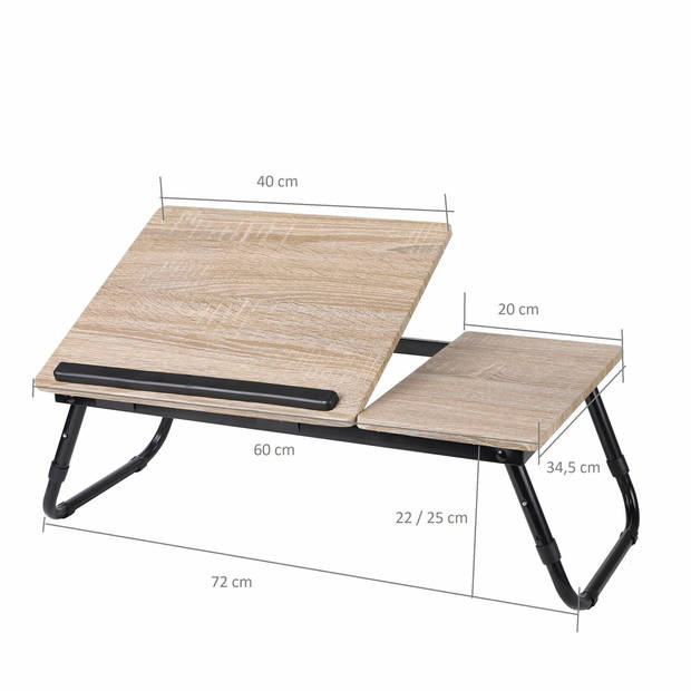 Unique Living Laptoptafel / bedtafel - hout - metaal - 58 x 38 x 25 cm - Dienbladen