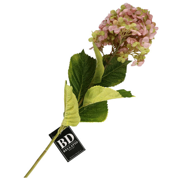 Bellatio Design Kunstbloem Pluimhortensia/hydrangea XL - 85 cm - lichtroze - kunst zijdebloem - Kunstbloemen