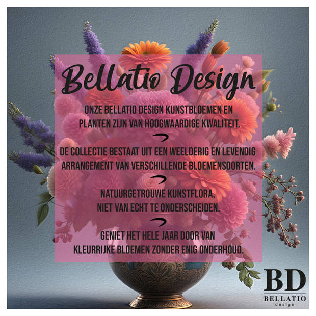 Bellatio Design Kunstbloem Orchidee Bora - fuchsia - 108 cm - losse steel - kunst zijdebloem - Kunstbloemen