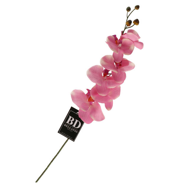 Bellatio Design Kunstbloem Orchidee Milan - roze - 78 cm - losse steel - Kunstbloemen