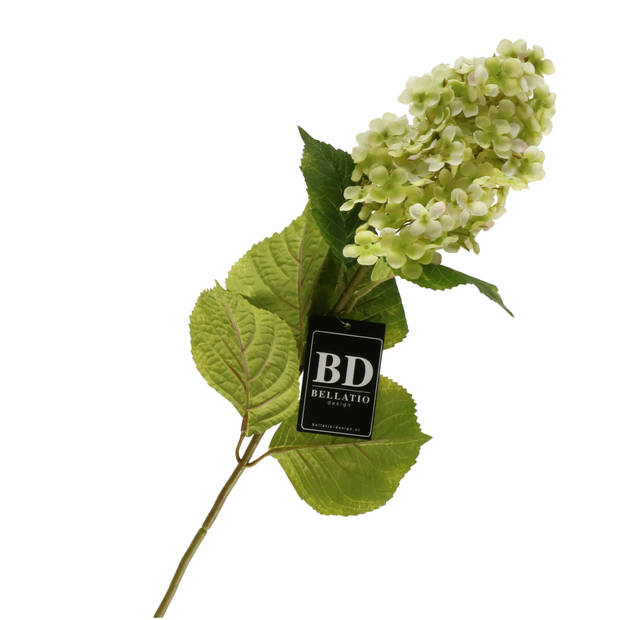 Bellatio Design Kunstbloem Pluimhortensia/hydrangea XL - 85 cm - lichtgroen - kunst zijdebloem - Kunstbloemen