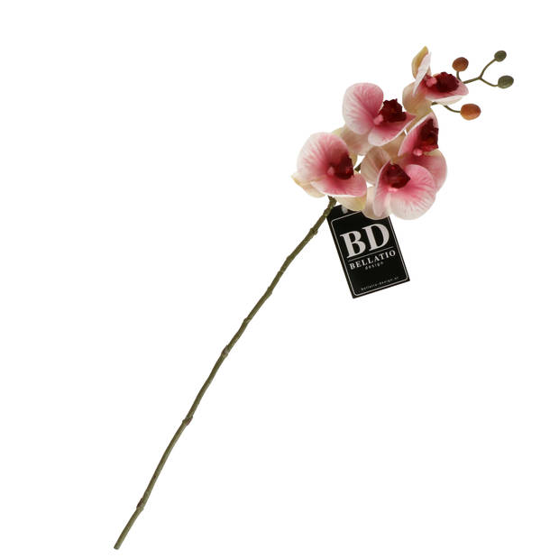 Bellatio Design Kunstbloem Orchidee - roze - 58cm- losse steel - zijde - Kunstbloemen