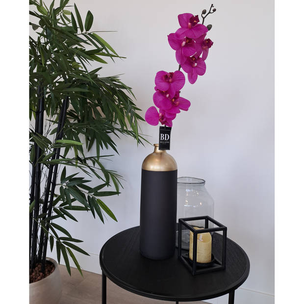 Bellatio Design Kunstbloem Orchidee - fuchsia - 77 cm - losse steel - Kunstbloemen