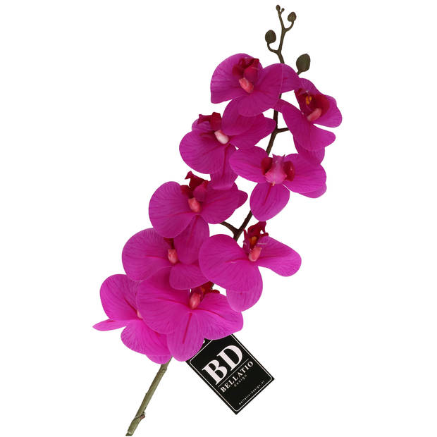 Bellatio Design Kunstbloem Orchidee - fuchsia - 77 cm - losse steel - Kunstbloemen