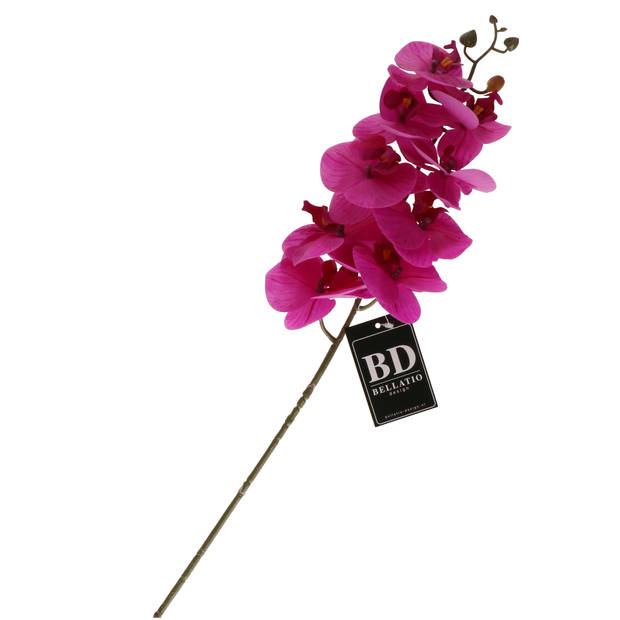 Bellatio Design Kunstbloem Orchidee Bora - fuchsia - 108 cm - losse steel - kunst zijdebloem - Kunstbloemen