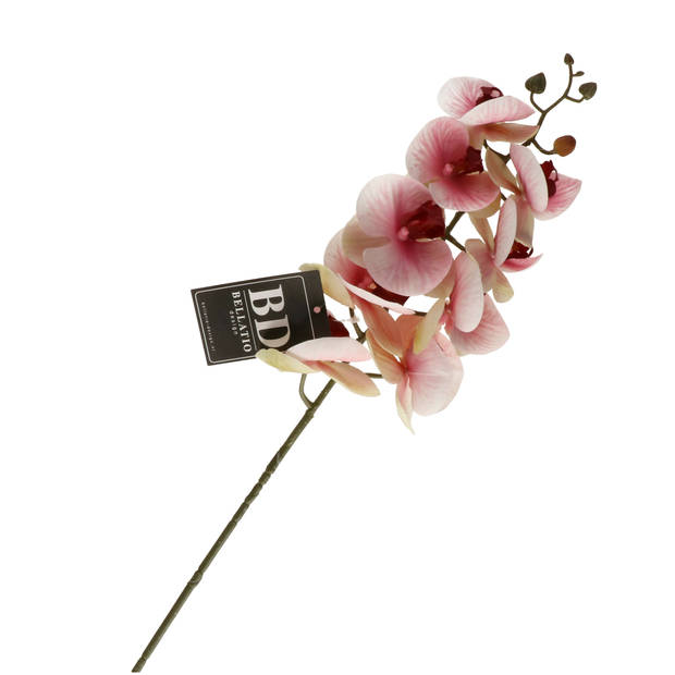 Bellatio Design Kunstbloem Orchidee - roze - 77 cm- losse steel - Kunstbloemen