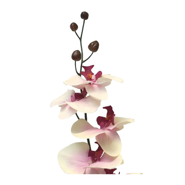 Bellatio Design Kunstbloem Orchidee Milan -wit/roze -78cm- losse steel - Kunstbloemen