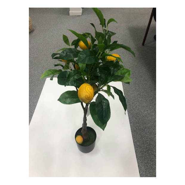 H&S Collection Kunst citrus boom in pot - citroen - 70cm - kunstplant - voor binnen - Kunstplanten