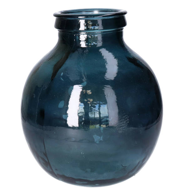 Natural Living Bloemenvaas Lourdes - grijs transparant - gerecycled glas - D25 x H30 cm - Ronde vorm - Vazen