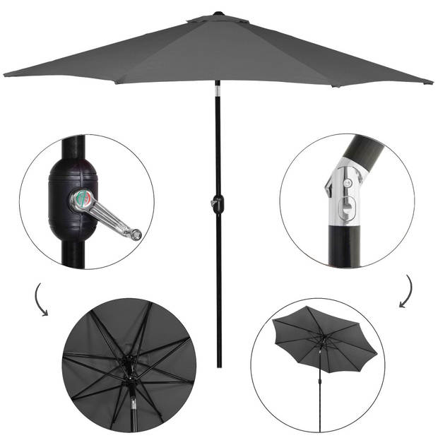 Parasol Parasols Kantelbaar Met Ventilatie Antraciet Ø300 cm