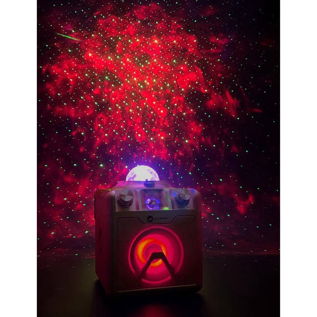 N-GEAR Disco Star 710 Space Pink - Bluetooth Speaker - Karaokeset - Partybox met Sterrenprojector & 2 Microfoons