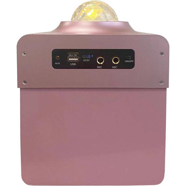 N-GEAR Disco Star 710 Space Pink - Bluetooth Speaker - Karaokeset - Partybox met Sterrenprojector & 2 Microfoons