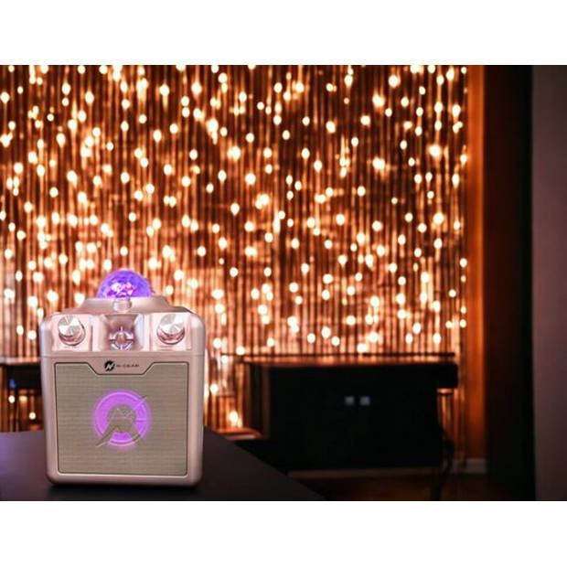 N-GEAR Disco Star 710 Space Pink - Bluetooth Speaker - Karaokeset - Partybox met Sterrenprojector & 2 Microfoons