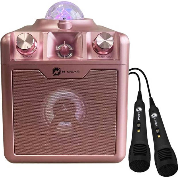 N-GEAR Disco Star 710 Space Pink - Bluetooth Speaker - Karaokeset - Partybox met Sterrenprojector & 2 Microfoons