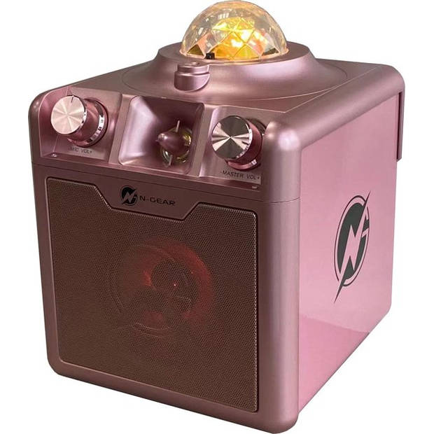 N-GEAR Disco Star 710 Space Pink - Bluetooth Speaker - Karaokeset - Partybox met Sterrenprojector & 2 Microfoons