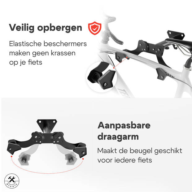 4toolz® Fiets Ophangbeugel Diepte Verstelbaar - Wandbeugel voor fiets