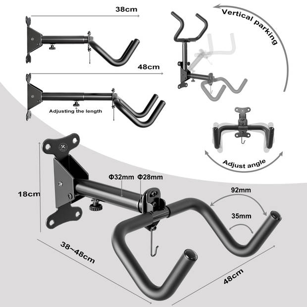 4toolz® Fiets Ophangbeugel Opklapbaar - Wandbeugel voor fiets