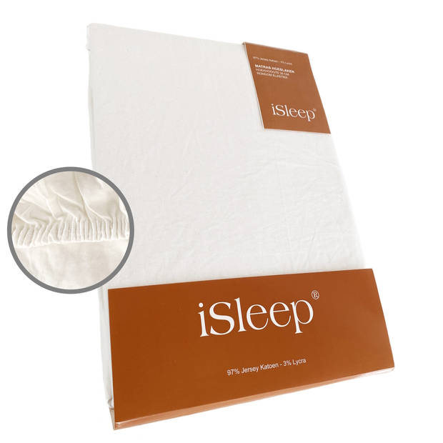 iSleep Hoeslaken Jersey Lycra - 180/200x200/220 cm - Licht Beige