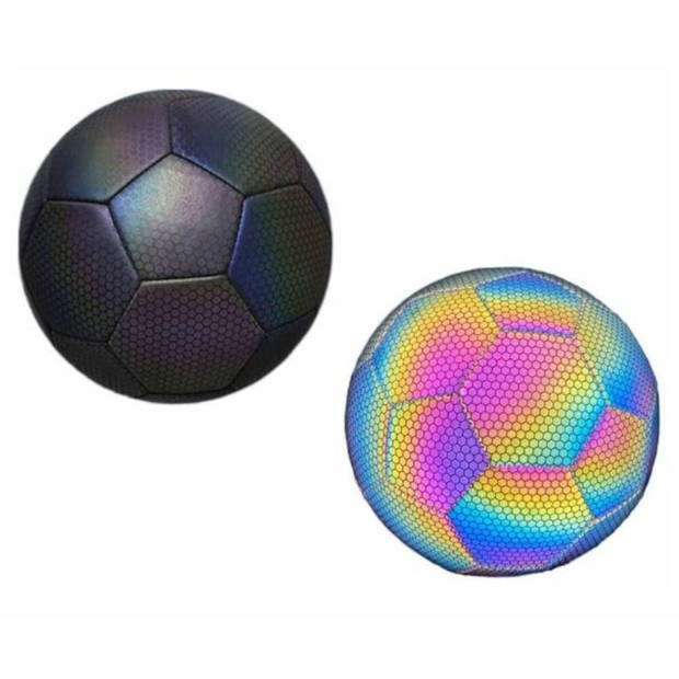 Lichtgevende Voetbal - Bal Maat 5 - Speelbal Holografisch/ Reflecterend - Voetbal Trainingsmateriaal - Nylon - Zwart