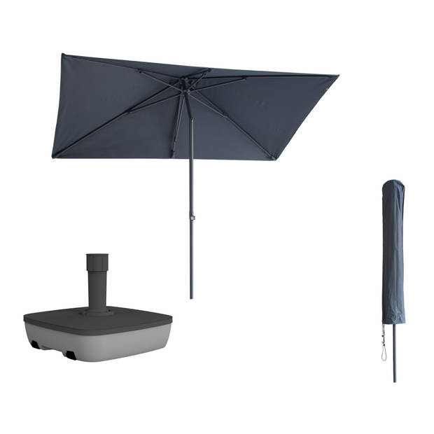 Kopu® Leon Parasol Rechthoek 150x250 cm - met Hoes en Voet - Grijs