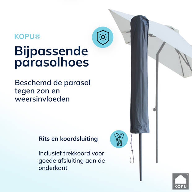 Kopu® Leon Parasol Rechthoek 150x250 cm - met Hoes en Voet - Creme