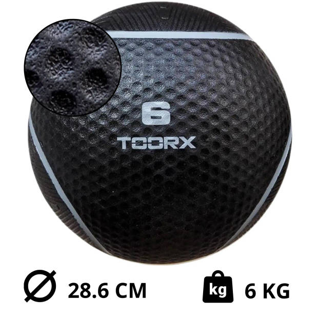 Toorx Fitness Medicine Ball 1 - 6 kg Full Black 5 kg - Rood