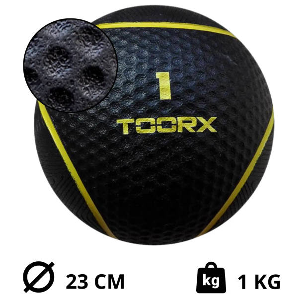 Toorx Fitness Medicine Ball 1 - 6 kg Full Black 6 kg - Grijs