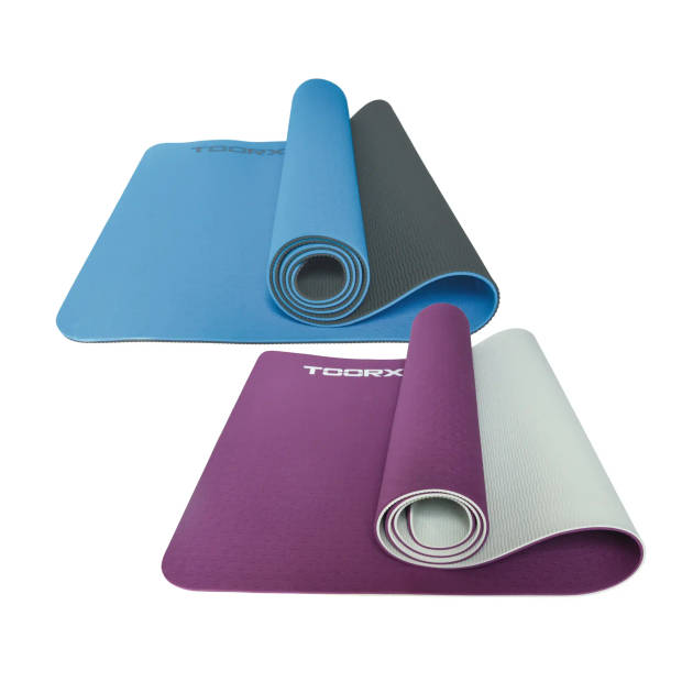 Toorx Fitness Yogamat - 183 x 60 x 0,6 cm - Dual Color Blauw en antraciet