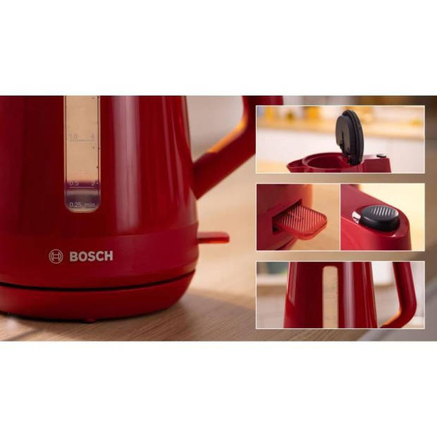 Waterkoker - BOSCH - TWK1M124 MyMoment - Rood - inhoud 1,7L - 360° voet - Snoeropbergmogelijkheid