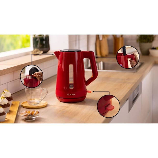 Waterkoker - BOSCH - TWK1M124 MyMoment - Rood - inhoud 1,7L - 360° voet - Snoeropbergmogelijkheid