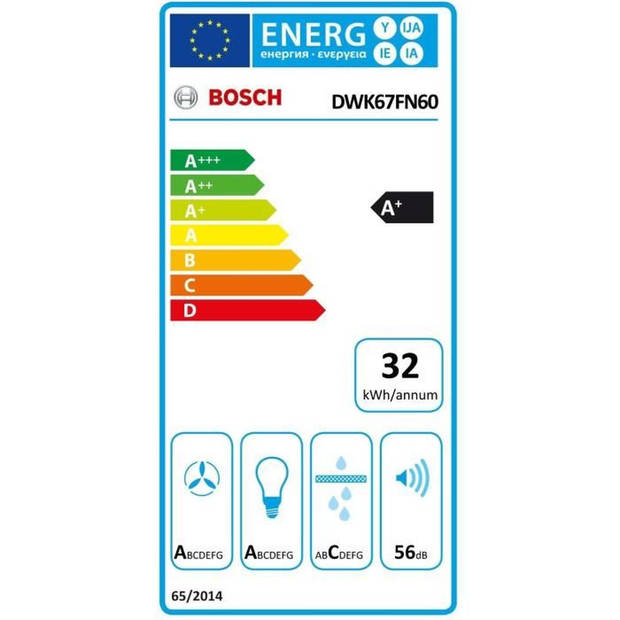 Wanddecor afzuigkap - schuin glas - BOSCH SER4 - DWK67FN60 Zwart - Home Connect - L: 590 mm x D: 433 mm