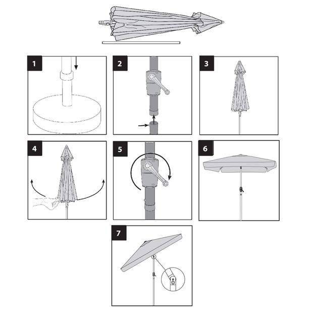 Springos Parasol Parasols Kantelbaar Met Ventilatie Donkergrijs 200 X 130 cm