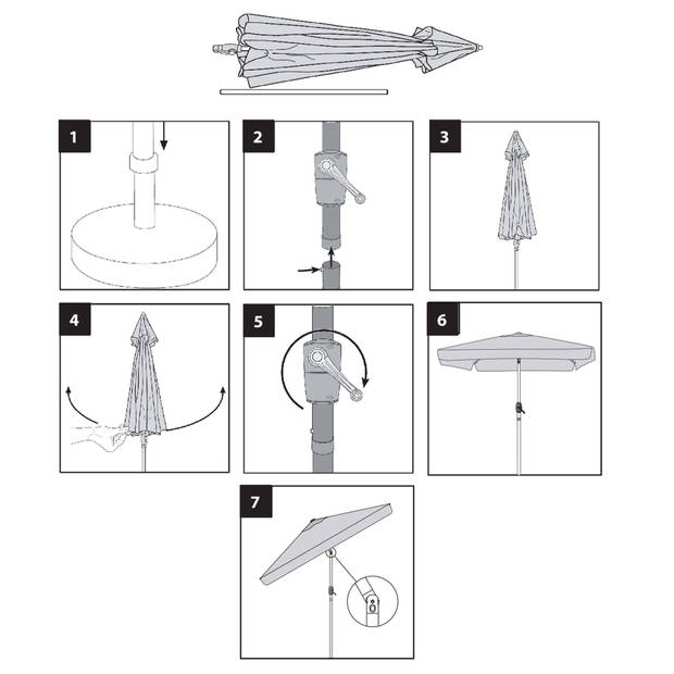 Springos Parasol Parasols Kantelbaar Met Ventilatie Ecru 200 X 130 cm