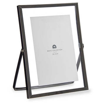 Giftdecor Fotolijstje voor 10 x 15 cm foto - zwart - metaal - Modern - frame 16 x 21 cm - Fotolijsten