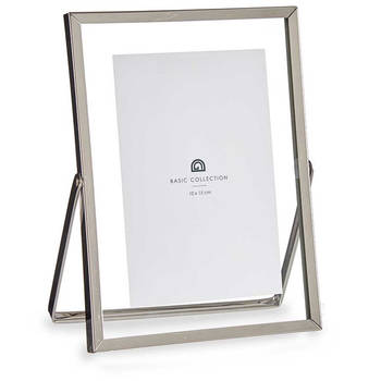 Giftdecor Fotolijstje voor 10 x 15 cm foto - zilver - metaal - Modern - frame 16 x 21 cm - Fotolijsten