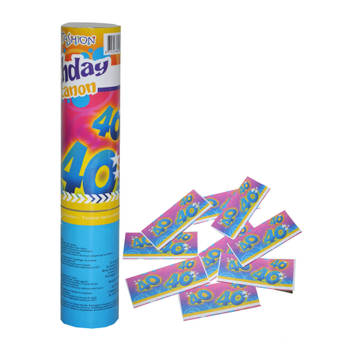 Funny Fashion confetti shooter/kanon - verjaardag 40 jaar - papier - multi kleuren - 20 cm - Confetti
