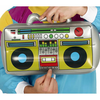Fiestas Guirca Foute 80s/90s party opblaasbare radio - retro stijl - 40 x 20 cm - disco feest accessoires - Opblaasfigur
